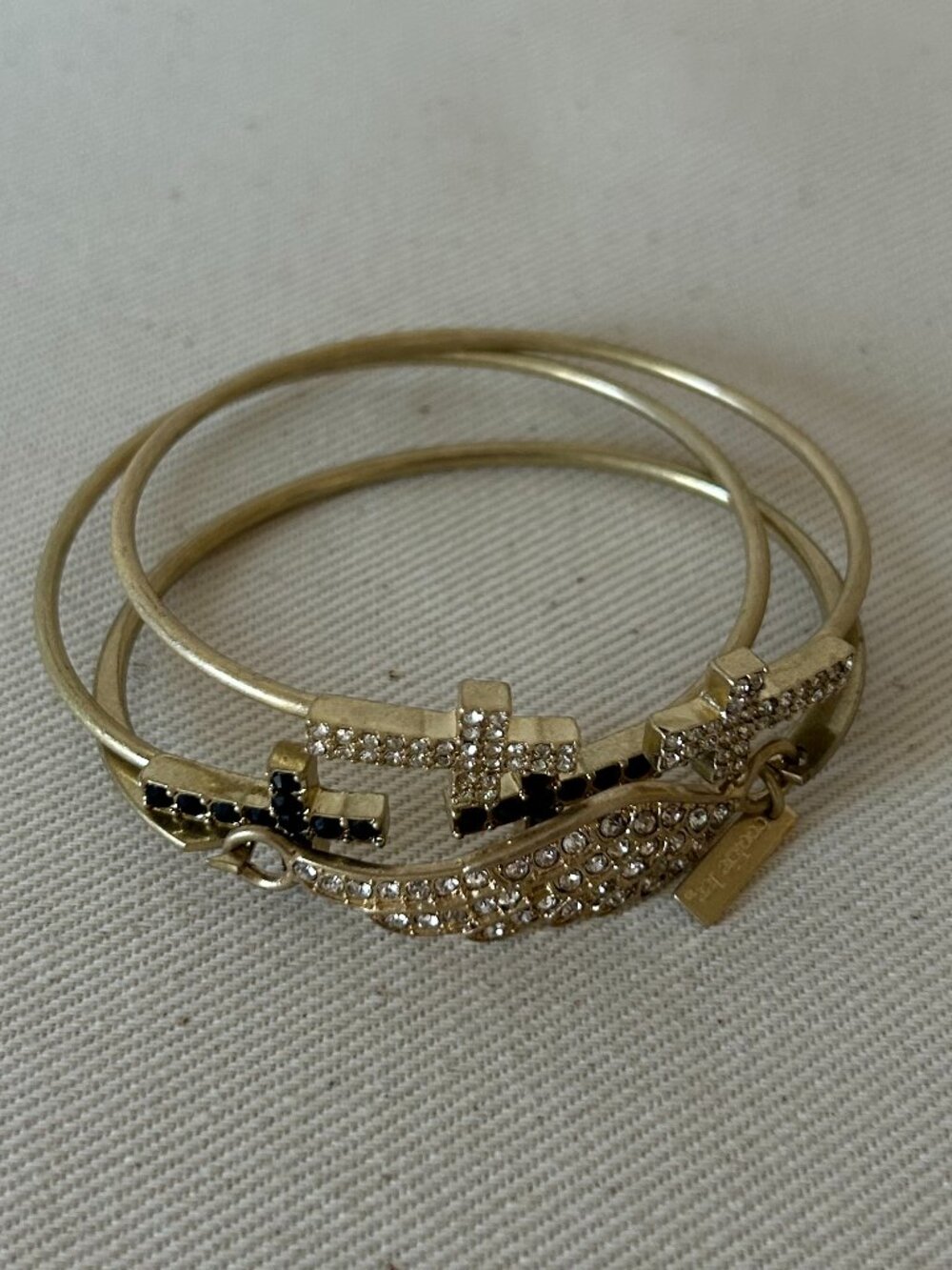 Vintage Cookie Lee Rhinestone Cross Bangle Set - NWT
